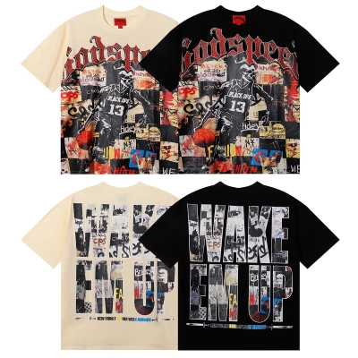 EM Sneakers Godspeed Basketball No. 13 Player Poster Print T-shirt #7055 Black /Apricot 01