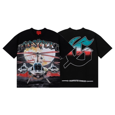 EM Sneakers Godspeed Helicopter Print T-shirt #7035 Black 01