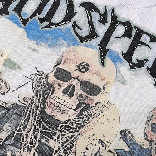 EM Sneakers Godspeed Skull Marine Corps Print T-shirt #7052 Black /White