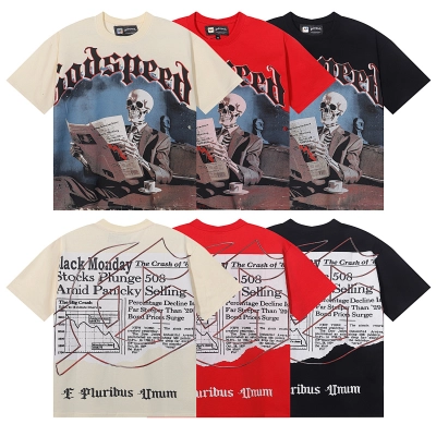 EM Sneakers Godspeed Skull Print T-shirt #7037 Black /Red /Apricot 01