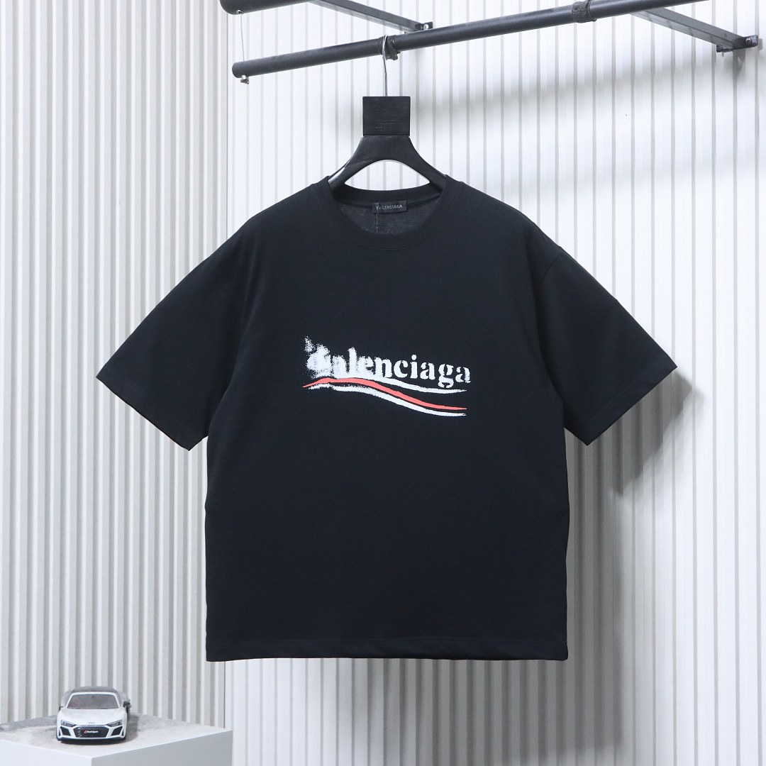 EM Sneakers Balenciaga 24SS Blur Coca-Cola Print T-shirt Black