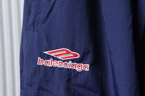 EM Sneakers Balenciaga 3B Football Tracksuit Dark Navy Blue Technical Cotton Blend Poplin Pants