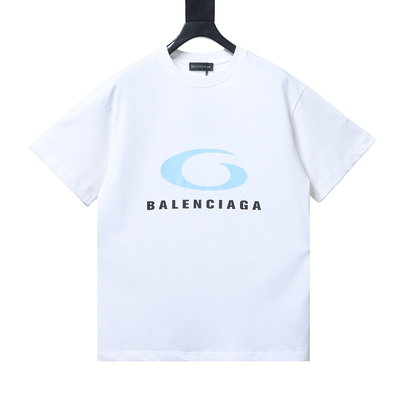 EM Sneakers Balenciaga Blue Circle Print Letter T-shirt White