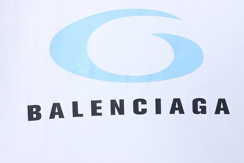 EM Sneakers Balenciaga Blue Circle Print Letter T-shirt White