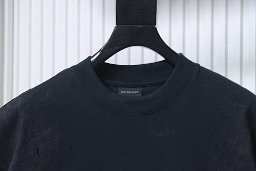 EM Sneakers Balenciaga Double B Distressed Hand-Painted Bitcoin Print T-Shirt Black