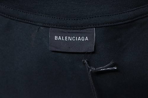 EM Sneakers Balenciaga Double B Distressed Hand-Painted Bitcoin Print T-Shirt Black