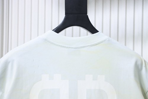 EM Sneakers Balenciaga Double B Distressed Hand-Painted Bitcoin Print T-Shirt White