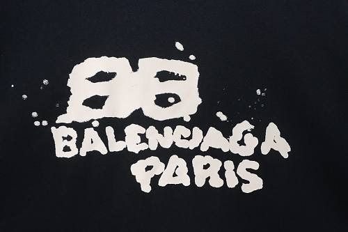 EM Sneakers Balenciaga Double B Graffiti Splatter Letter T-shirt Black