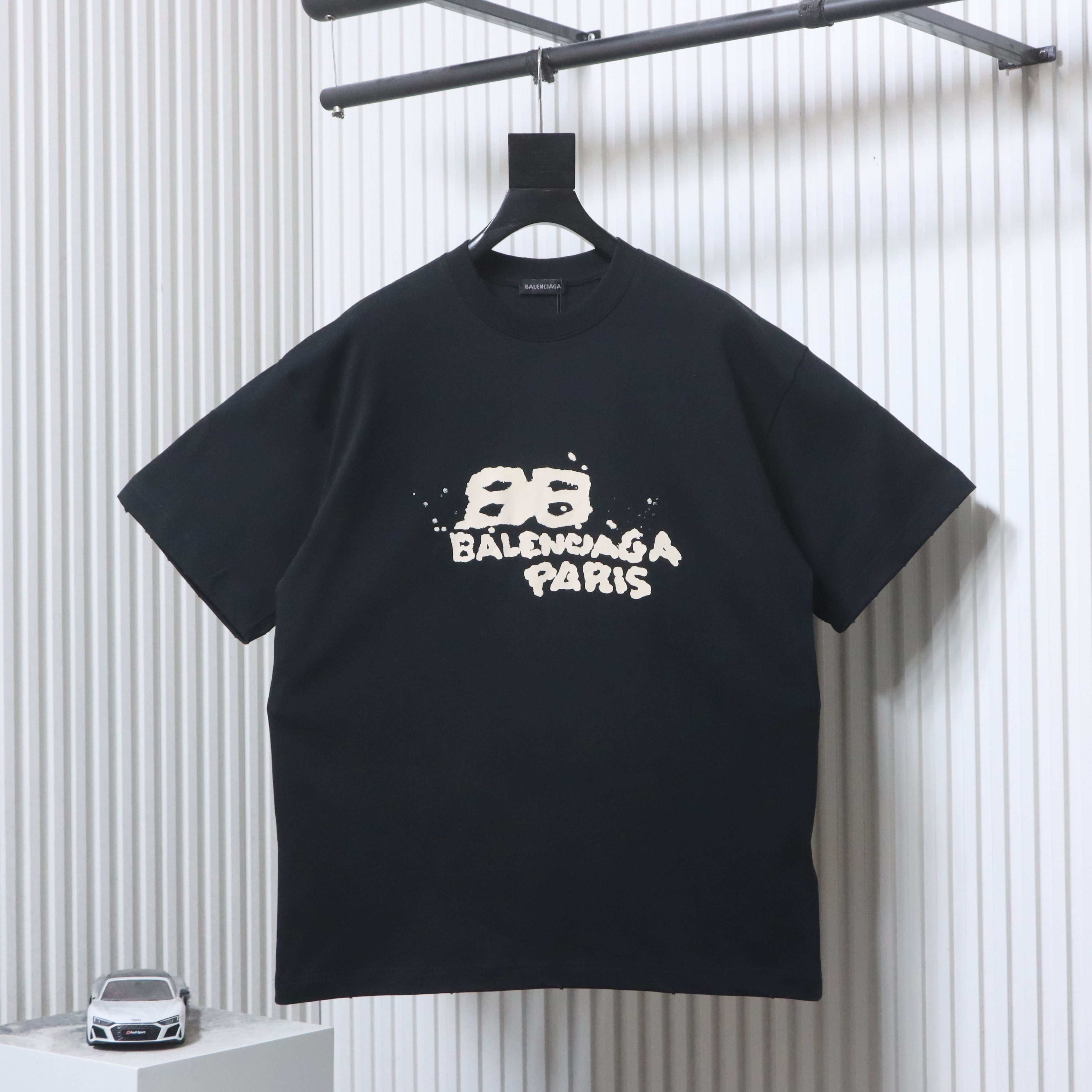 EM Sneakers Balenciaga Double B Graffiti Splatter Letter T-shirt Black