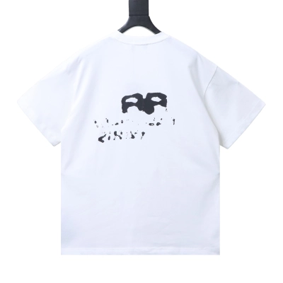 EM Sneakers Balenciaga Double B Graffiti Splatter Letter T-shirt White 02