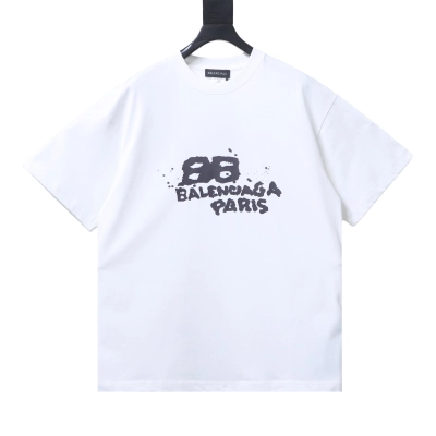 EM Sneakers Balenciaga Double B Graffiti Splatter Letter T-shirt White 01