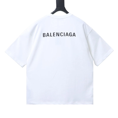 EM Sneakers Balenciaga Front and Back Letter Print T-shirt White 02