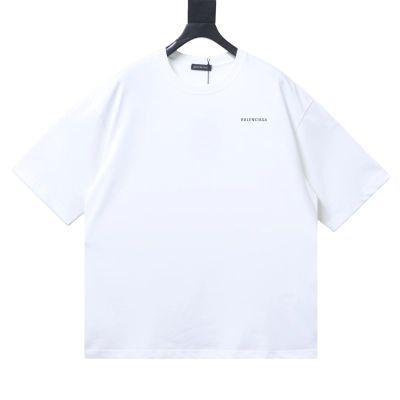 EM Sneakers Balenciaga Front and Back Letter Print T-shirt White 01