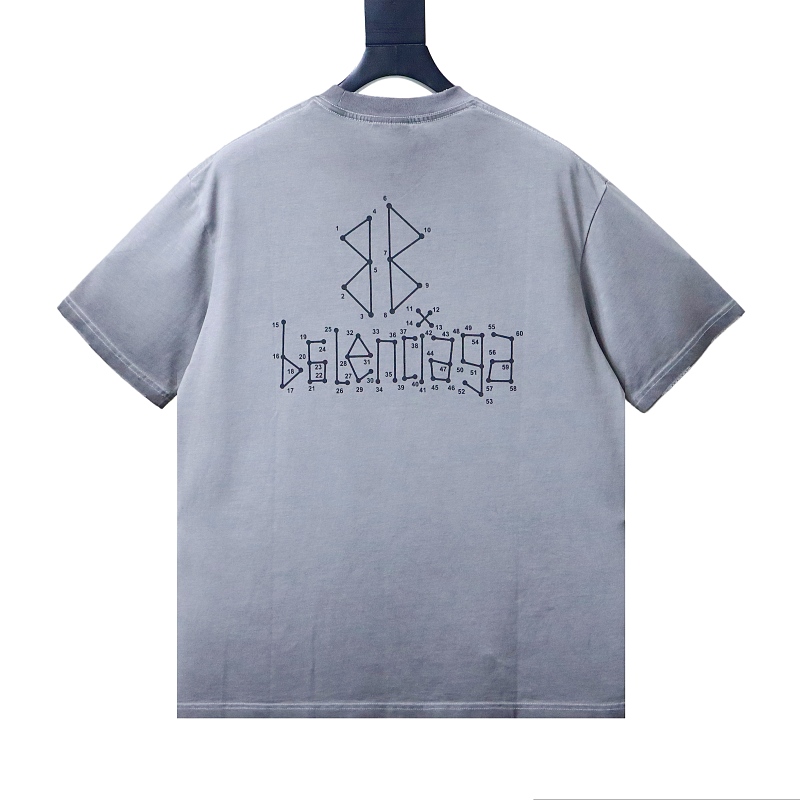 EM Sneakers Balenciaga Geometric Logo Print T-shirt Washed Gray