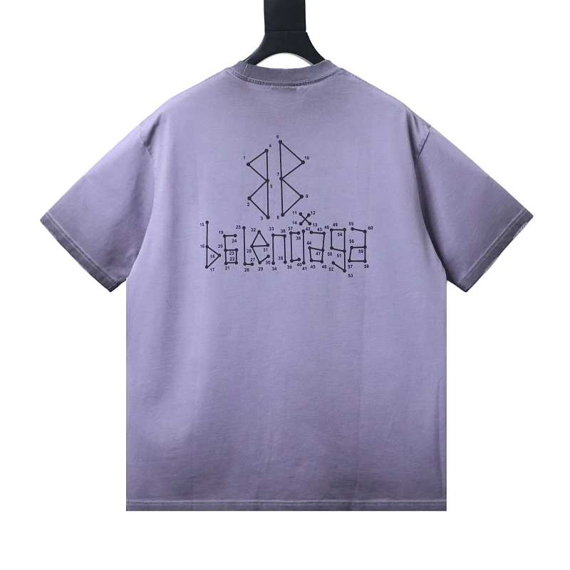 EM Sneakers Balenciaga Geometric Logo Print T-shirt Washed Purple