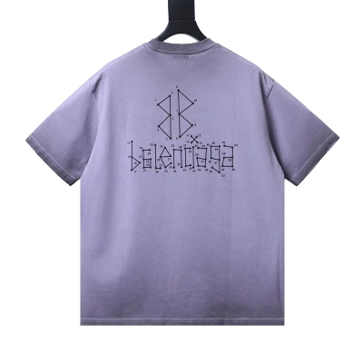 EM Sneakers Balenciaga Geometric Logo Print T-shirt Washed Purple 02
