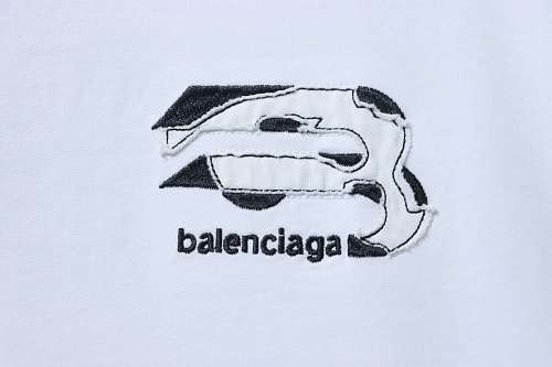EM Sneakers Balenciaga Heavy-Duty Appliqué Embroidered T-Shirt White