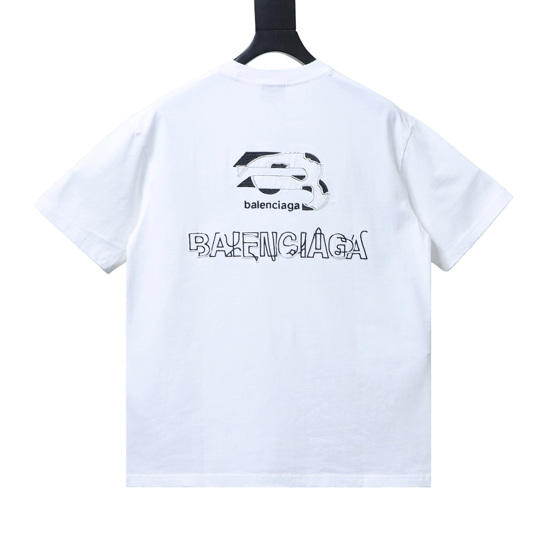 EM Sneakers Balenciaga Heavy-Duty Appliqué Embroidered T-Shirt White