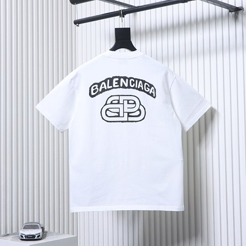 EM Sneakers Balenciaga Lock-on Letter Graffiti Print T-shirt White