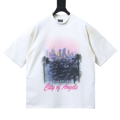 EM Sneakers Balenciaga Los Angeles Night View Distressed Gray T-Shirt 01