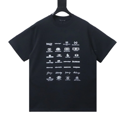 EM Sneakers Balenciaga Multi-logo Print T-shirt Black 01