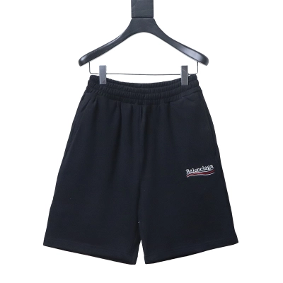 EM Sneakers Balenciaga Political Campaign Large Fit Sweat Shorts Black White 01