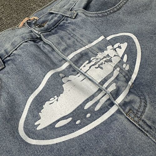 EM Sneakers Corteiz Alcatraz Baggy Denim Shorts Stonewash