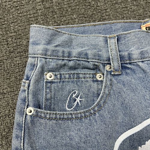 EM Sneakers Corteiz Alcatraz Baggy Denim Shorts Stonewash