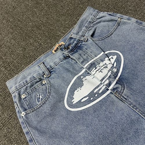 EM Sneakers Corteiz Alcatraz Baggy Denim Shorts Stonewash