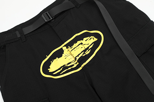 EM Sneakers Corteiz Alcatraz Cargo Shorts Black Yellow