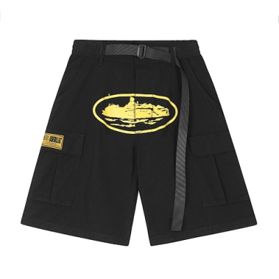 EM Sneakers Corteiz Alcatraz Cargo Shorts Black Yellow 01
