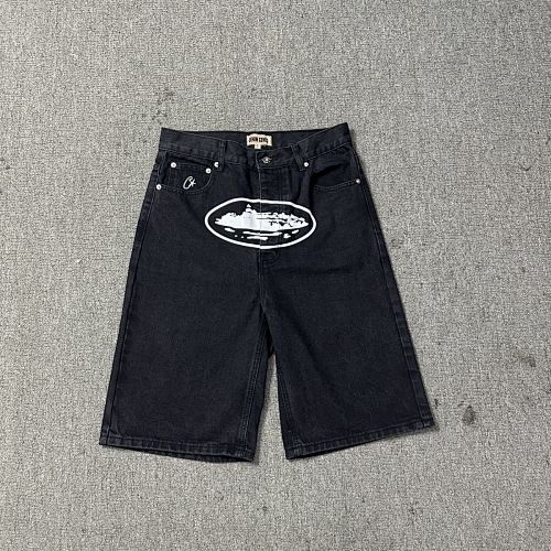 EM Sneakers Corteiz Alcatraz Denim Shorts Washed Black