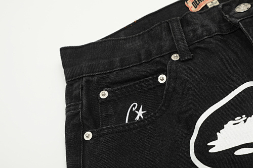 EM Sneakers Corteiz Alcatraz Denim Shorts Washed Black