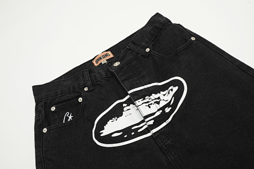 EM Sneakers Corteiz Alcatraz Denim Shorts Washed Black