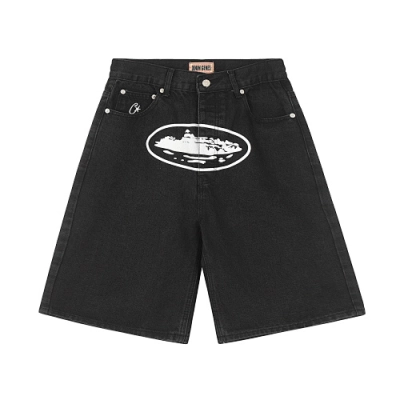 EM Sneakers Corteiz Alcatraz Denim Shorts Washed Black 01