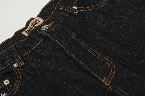 EM Sneakers Corteiz Crest Chainstitch Denim Shorts Washed Black