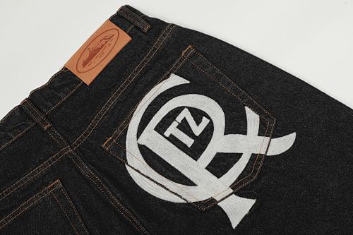 EM Sneakers Corteiz Crest Chainstitch Denim Shorts Washed Black