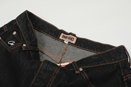 EM Sneakers Corteiz Crest Chainstitch Denim Shorts Washed Black