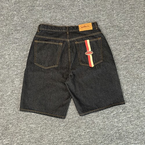 EM Sneakers Corteiz Dual Stripe Denim Shorts Washed Black