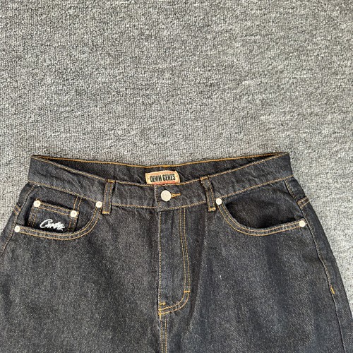 EM Sneakers Corteiz Dual Stripe Denim Shorts Washed Black