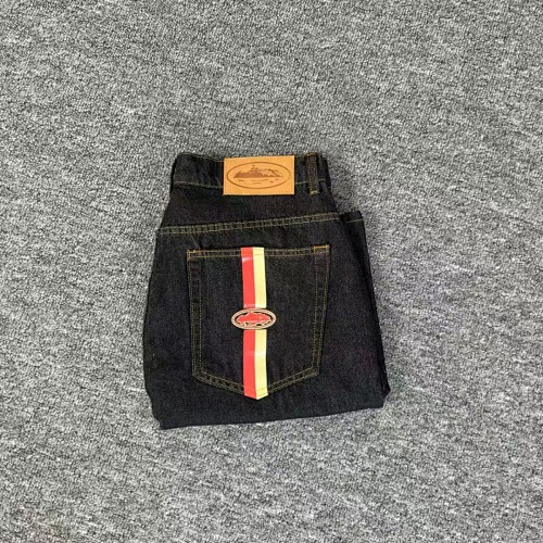 EM Sneakers Corteiz Dual Stripe Denim Shorts Washed Black