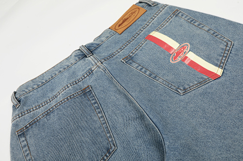 EM Sneakers Corteiz Dual Stripe Denim Shorts Washed Blue