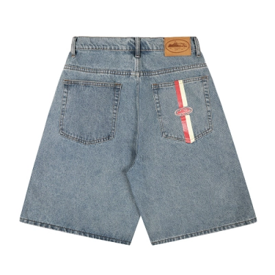 EM Sneakers Corteiz Dual Stripe Denim Shorts Washed Blue 02