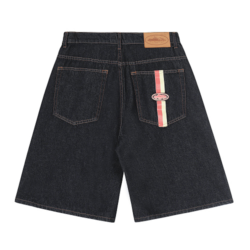 EM Sneakers Corteiz Dual Stripe Denim Shorts Washed Indigo