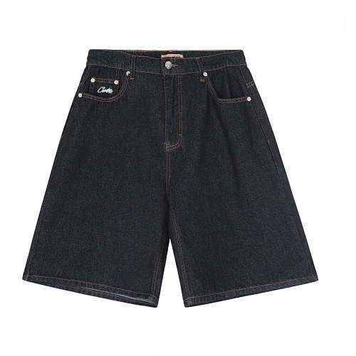 EM Sneakers Corteiz Dual Stripe Denim Shorts Washed Indigo