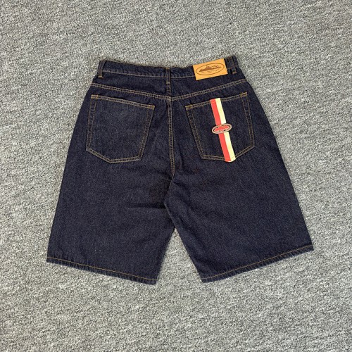 EM Sneakers Corteiz Dual Stripe Denim Shorts Washed Indigo