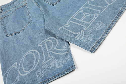 EM Sneakers Corteiz Royale Lazer Denim Shorts Washed Blue