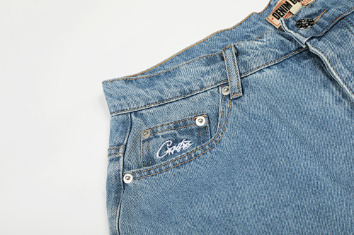 EM Sneakers Corteiz Royale Lazer Denim Shorts Washed Blue