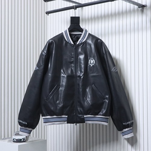 EM Sneakers Balenciaga BLCG 26SS 3M Embroidered Grey Manchester United Baseball Flight Leather Jacket