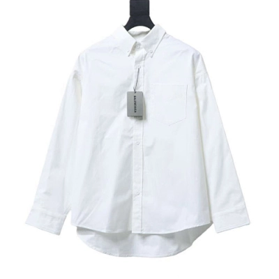 EM Sneakers Balenciaga Classic Rhinestone Logo Long sleeved Shirt White 01